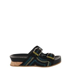 Ferragamo Shaula Crochet Sandals Black Womens